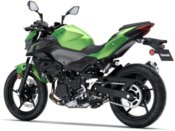 Kawasaki Z500 2024 Candy Lime Green Metallic Flat Spark Black Metallic Graphite Gray back