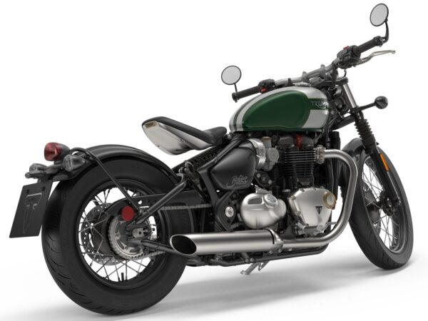 Triumph Bonneville Bobber 2017 Stunning Competition Green and Frozen Silver with a a stylish British racing twist back