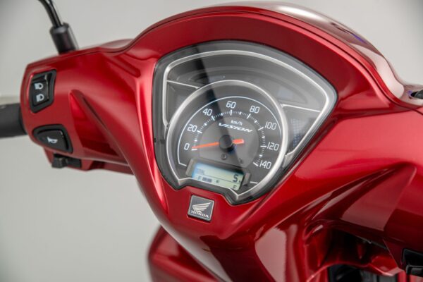 Honda Vision 110 2021 Candy Noble Red cockpit