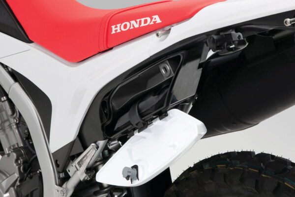 Honda CRF250L 2013 red and white tool box open