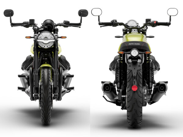 Moto Guzzi V7 Sport 2025 Verde Legnano front and rear