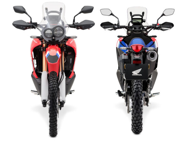 Honda CRF300L Rally 2025 Extreme Red front and rear