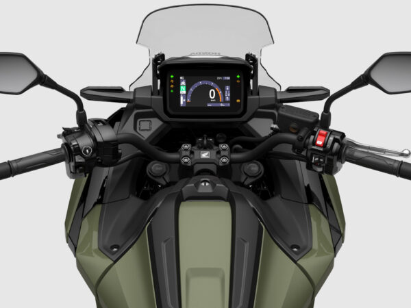 Honda NC750X 2025 Earth Ivy Ash Green cockpit