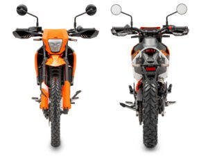 KTM 125 Enduro R 2025 orange front and rear