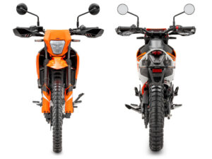 KTM 390 Enduro R 2025 orange front and rear