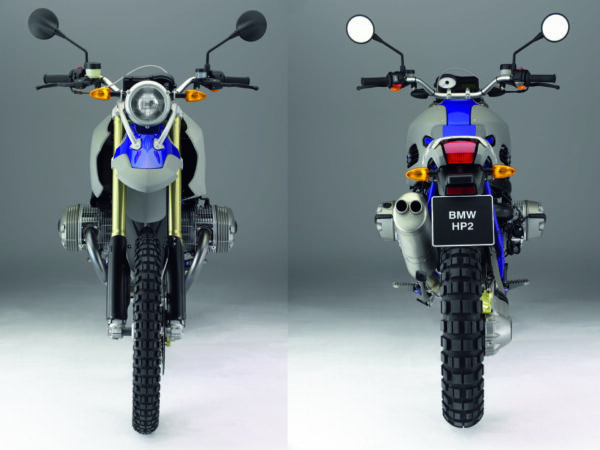 BMW HP2 Enduro 2005 grey blue front and rear