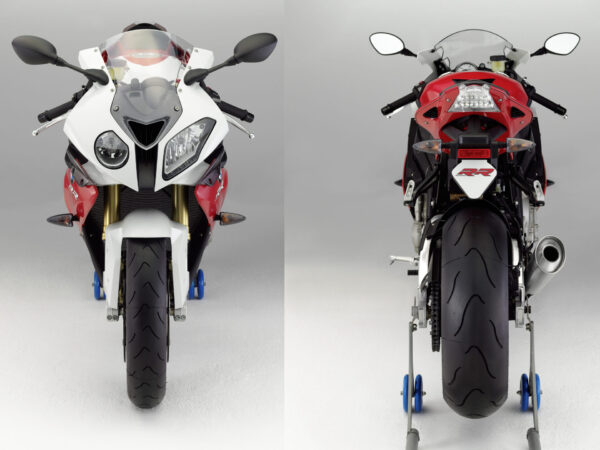 BMW S 1000 RR 2012 Racing Red Alpine White front and rear